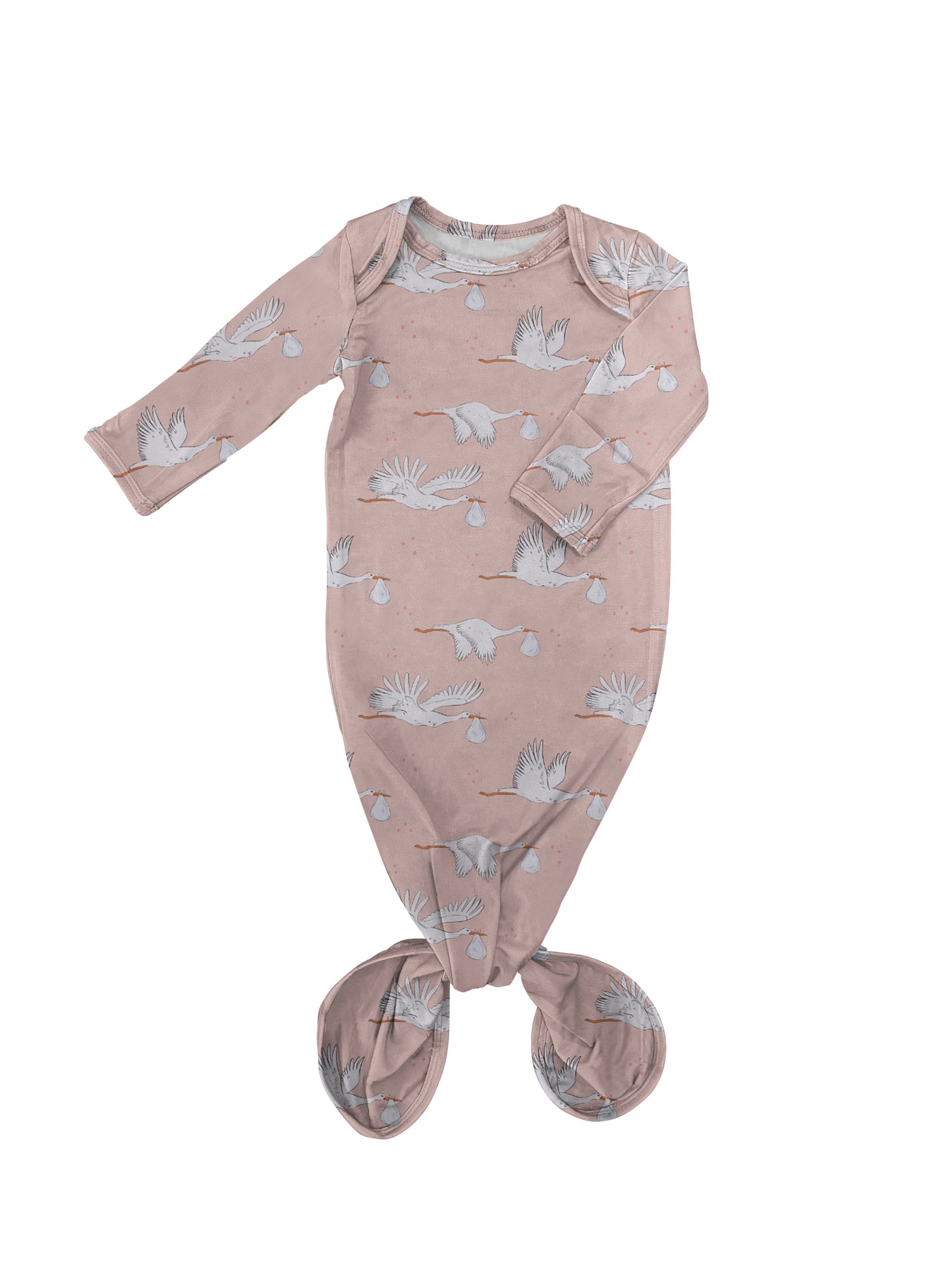 Knotted Infant Gown - Stork (Pink)