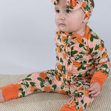 Convertible Zip Pajamas - Orange Blossoms