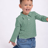 Polo Sweatshirt Shirt - Stripes (Green)