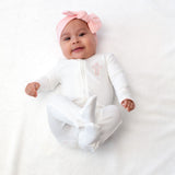 Pink Cross Embroidered Pip Zip