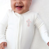 Pink Cross Embroidered Pip Zip