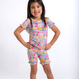SS & Shorts Ruffle PJ - Flower Fields
