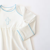 Blue Cross Embroidered Pip Gown