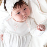 Pink Cross Embroidered Pip Gown