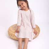 3/4 Sleeve Dress-Pink Stripes
