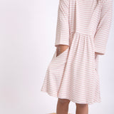 3/4 Sleeve Dress-Pink Stripes