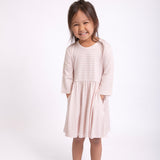 3/4 Sleeve Dress-Pink Stripes