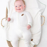 Pip Emb Zip Romper-Varsity Football