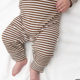 Sweatshirt Polo Romper-Choc Stripes