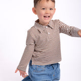 Polo Sweatshirt-Choc Stripes