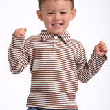 Polo Sweatshirt-Choc Stripes
