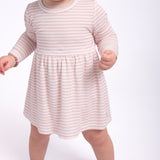 LS Bodysuit Dress-Pink Stripes
