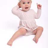 LS Bodysuit Dress-Pink Stripes
