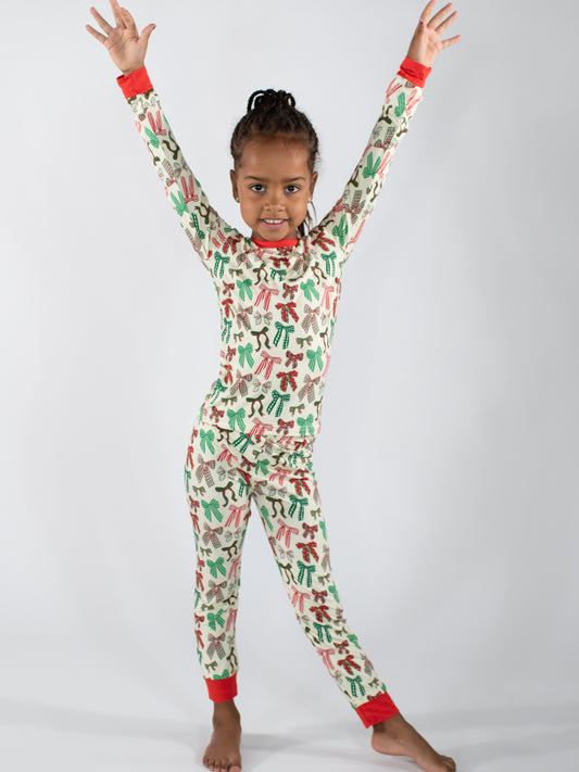 Holiday Bows - Long Sleeve/Pants PJs