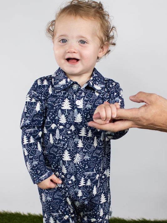 LS Polo Romper - Adventure Awaits