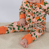Convertible Zip Pajamas - Orange Blossoms