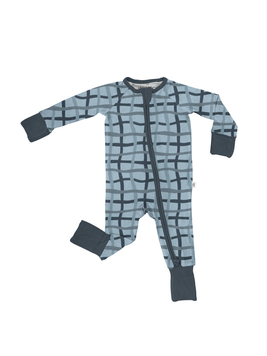 Zip PJs - Blue Wavy Plaid (FINAL SALE)