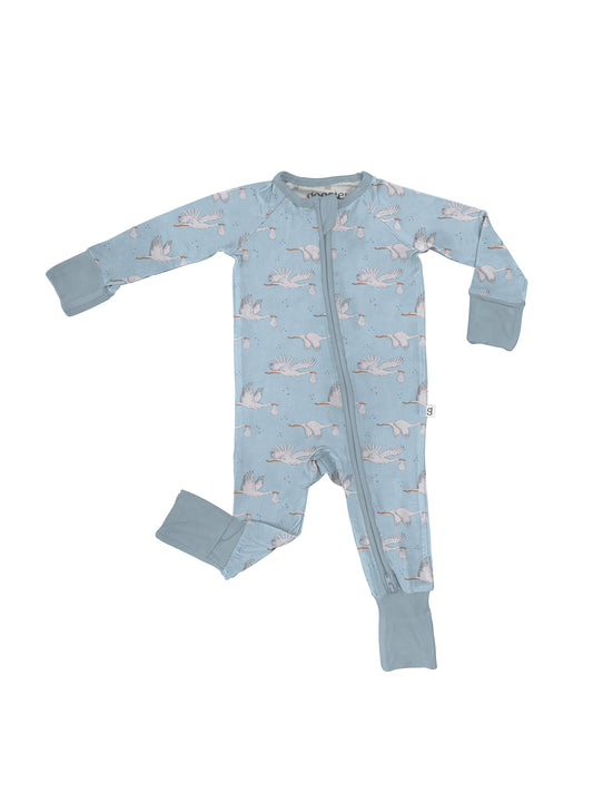 Zip PJs - Stork (Blue)