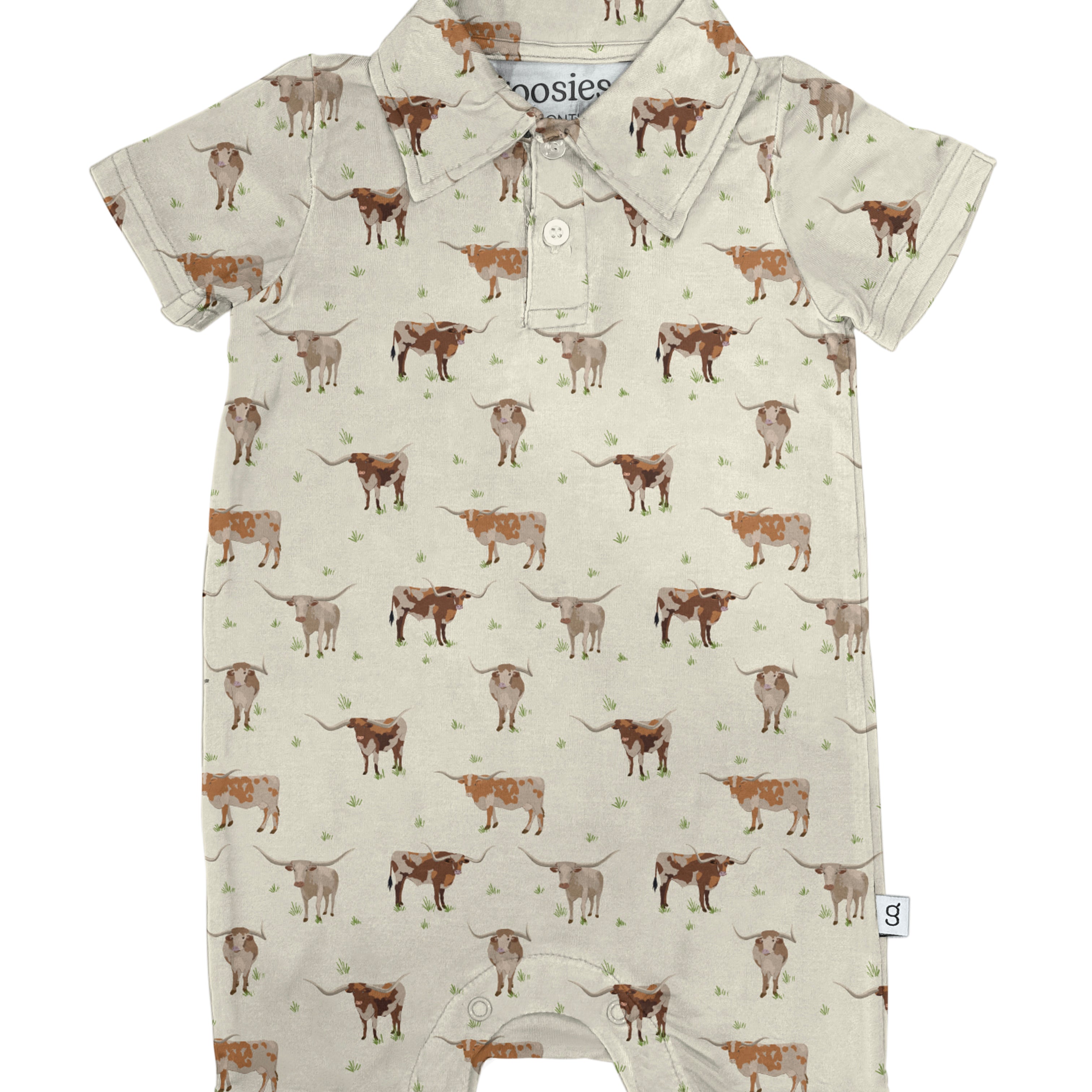 SS Polo Romper - Longhorns
