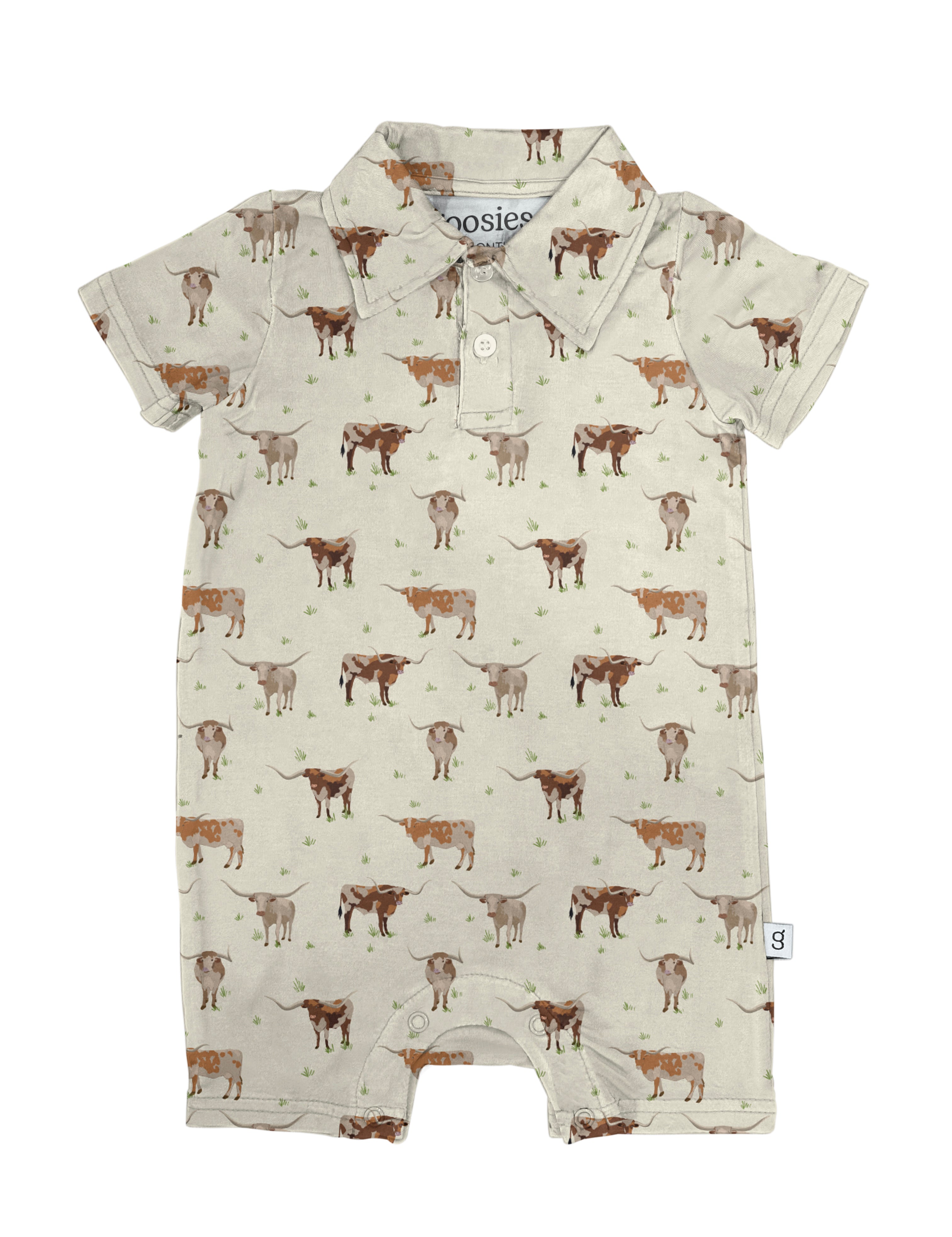 SS Polo Romper - Longhorns