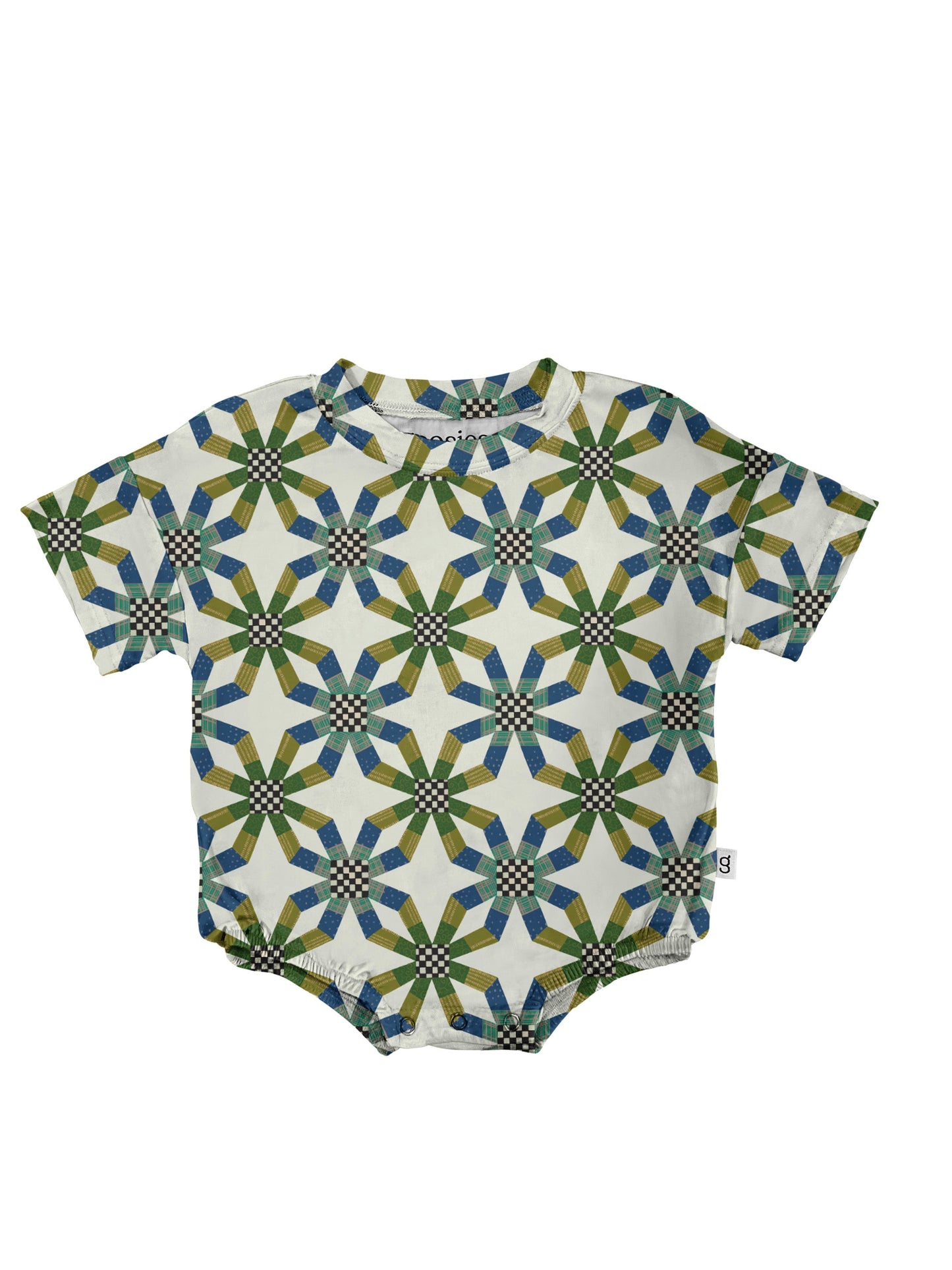 T-shirt Onesie - Quilt Blue (FINAL SALE)