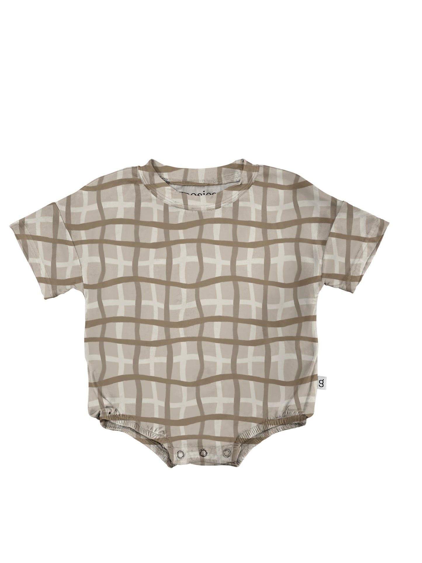 T-shirt Onesie - Tan Wavy Plaid (FINAL SALE)