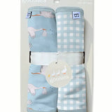 Burp Cloth Set- Stork/Blue Gingham