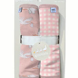 Burp Cloth Set- Stork/Pink Gingham